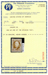 1847, 5¢ orange brown. O.g., never hinged, four full well balanced ...