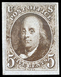 1847, 5¢ Red Brown. On deeply blued paper, full original gum which ...