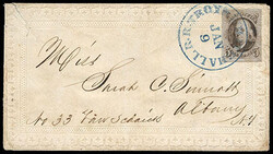 1847, 5¢ red brown. Ample to huge margins showing portion of ...