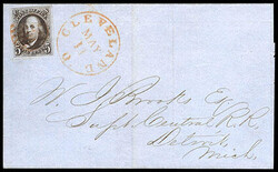 1847, 5¢ blackish brown. Margins large to ample at top, beautiful ...