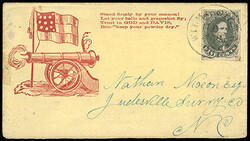 Confederacy, 1861, 5¢ green. Four ample to large margin, tied by ...