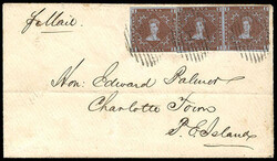 Nova Scotia, 1853, 1d red brown. Horizontal Pair and Single, rich ...