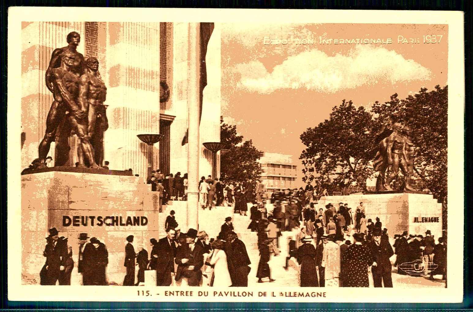 Weltausstellung Paris 1937, einfarbige Erinnerungs-Karte mit Abb. des ...