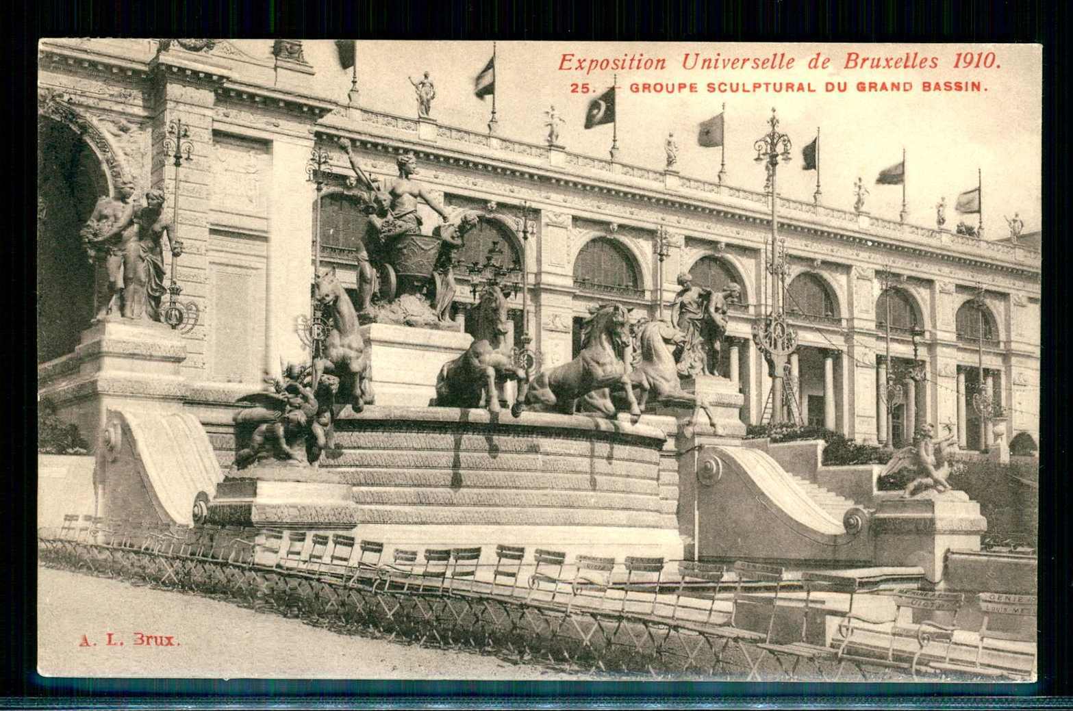 Brüssel, Weltausstellung 1910, Ausstellungsgebäude, gelaufen mit ...