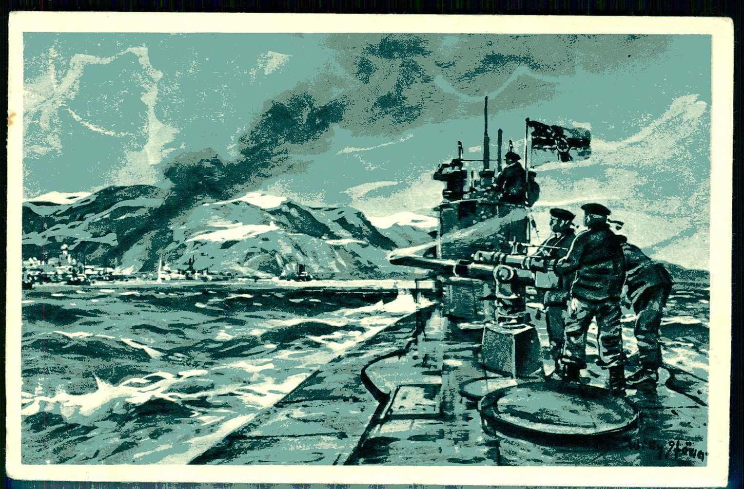 Offizielle Postkarte zum U-Boot-Tag Juni 1917, mit bekanntem Motiv, ...