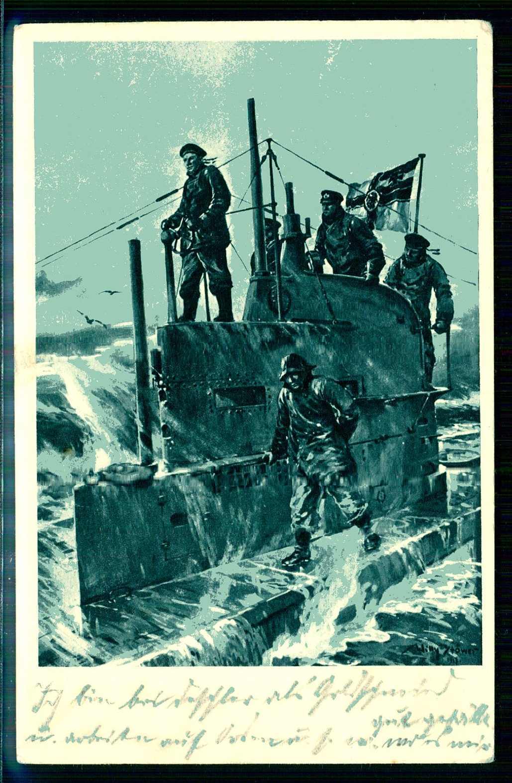 Willy Stöwer, offizielle Postkarte zum U-Boot-Tag Juni 1917, als ...