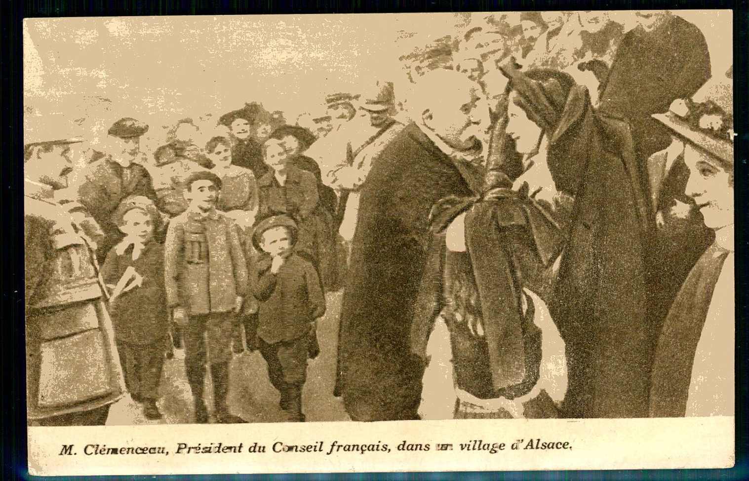 Fotokarte von M. Clémenceau, franz. Präsident im Elsaß, gelaufen ...