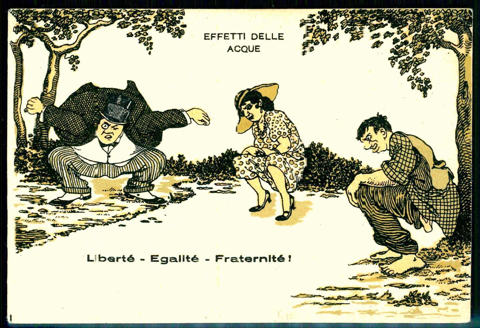 Satirekarte 'Liberté - Egalité - Fraternité!', um 1920, ...