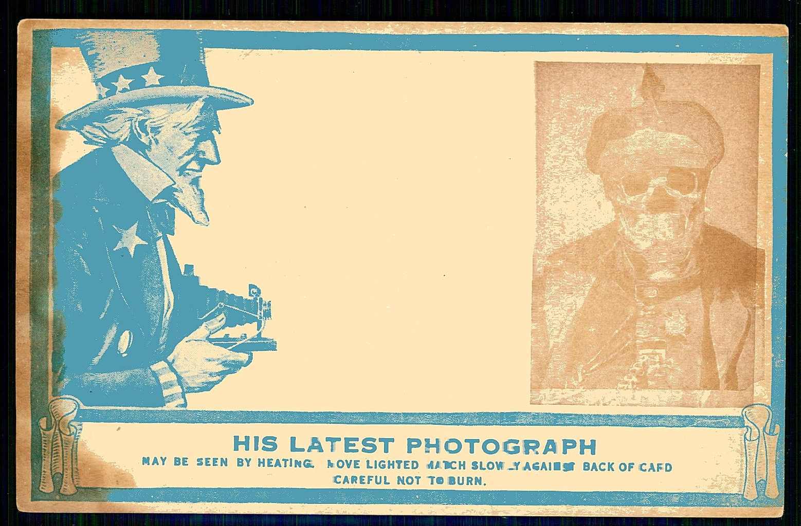 Üble amerikanische Satire-Karte 'His latest photograph', Kaiser ...