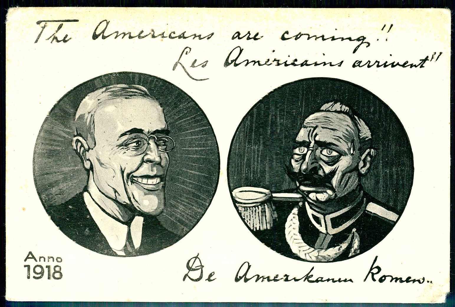Niederländische Spott-Karte aus dem Jahr 1918 gegen Kaiser Wilhelm ...