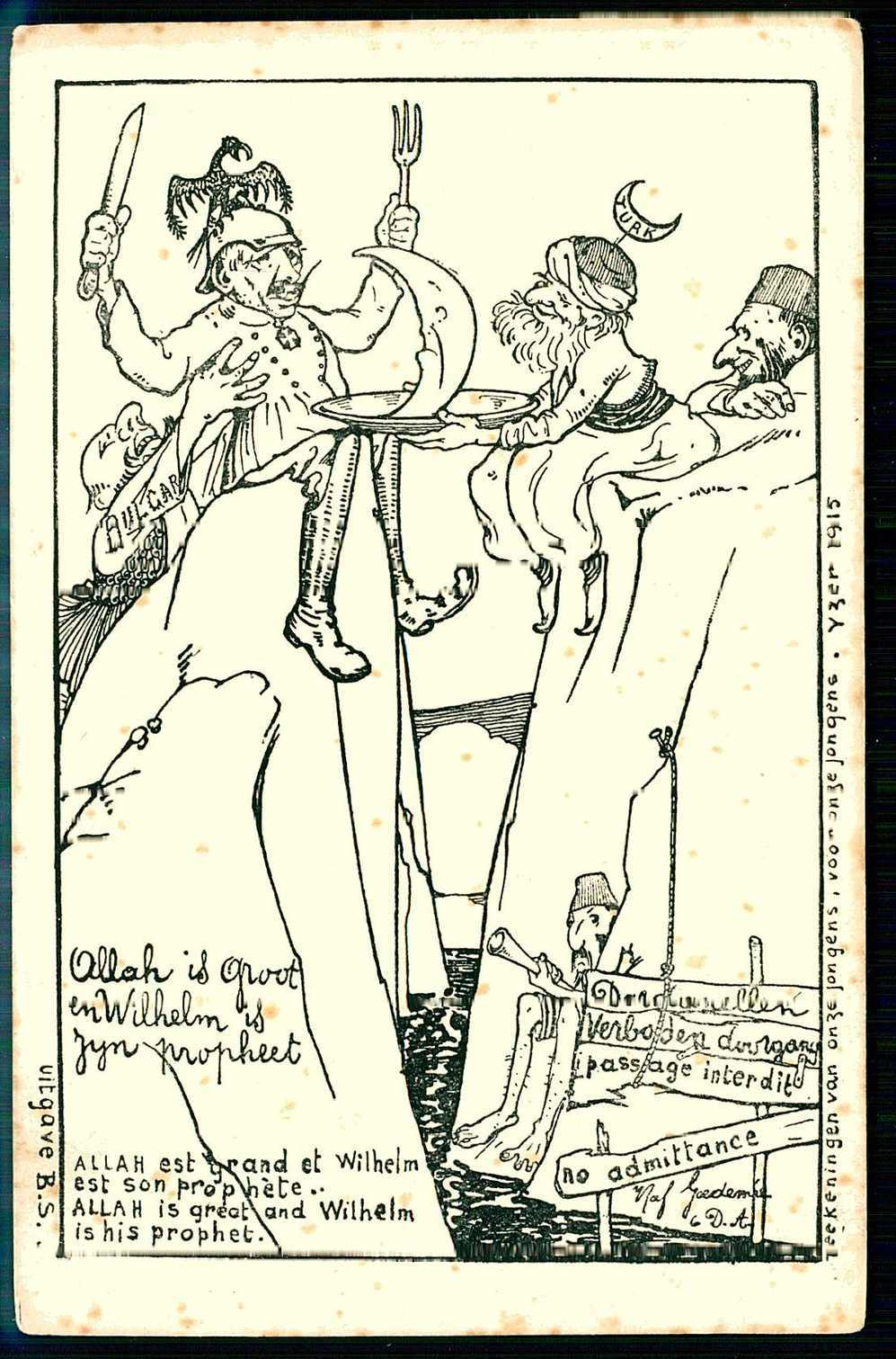 Antideutsche Propagandakarte um 1900, stärker fleckig, seltenes ...