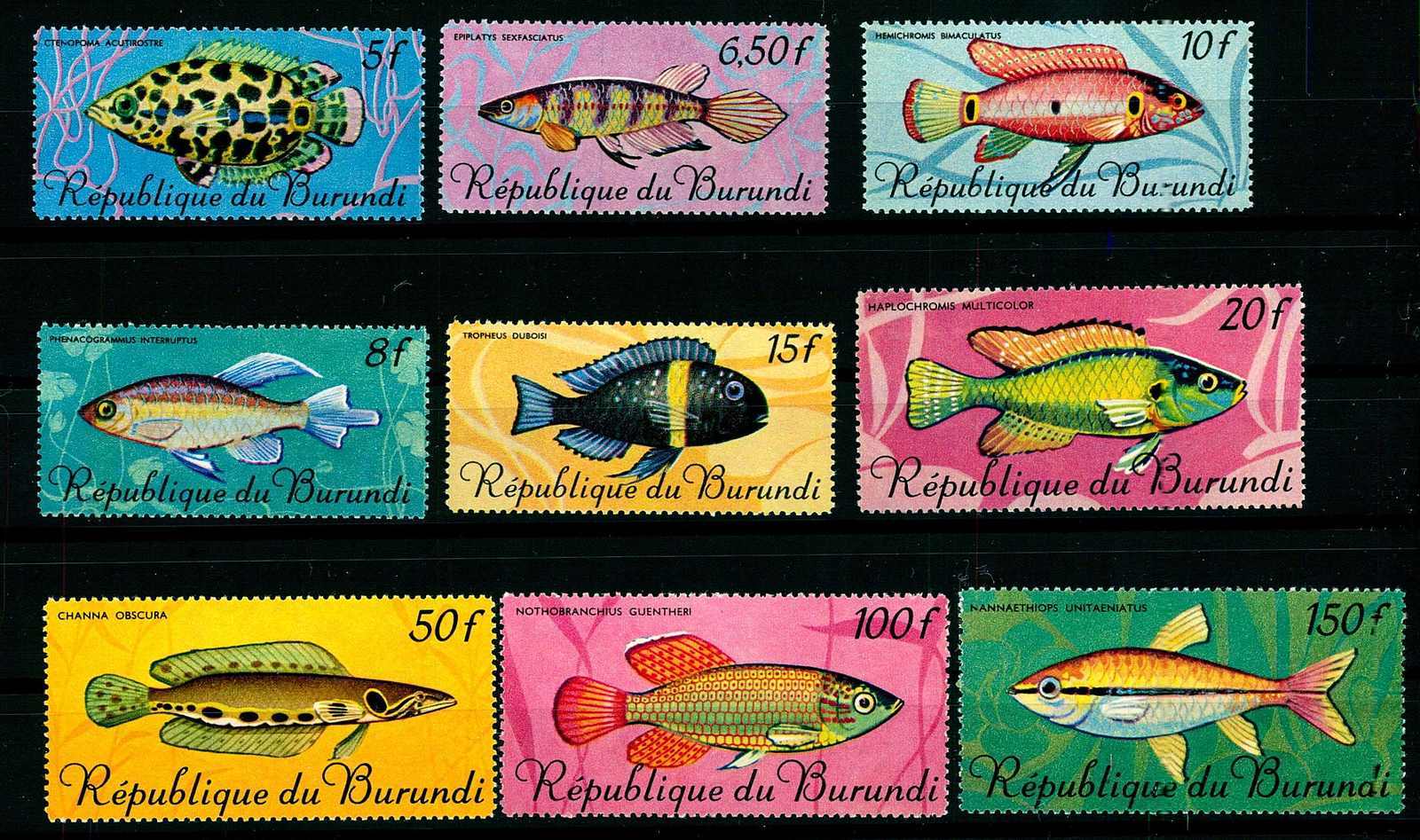 1967, 5 Fr. bis 150 Fr. Fische.