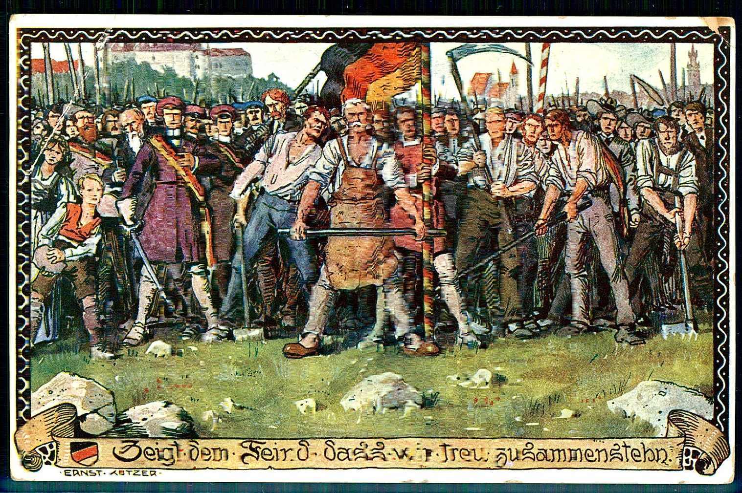 Patriotische Karte des Bundes der Deutschen in Südmähren, echt ...