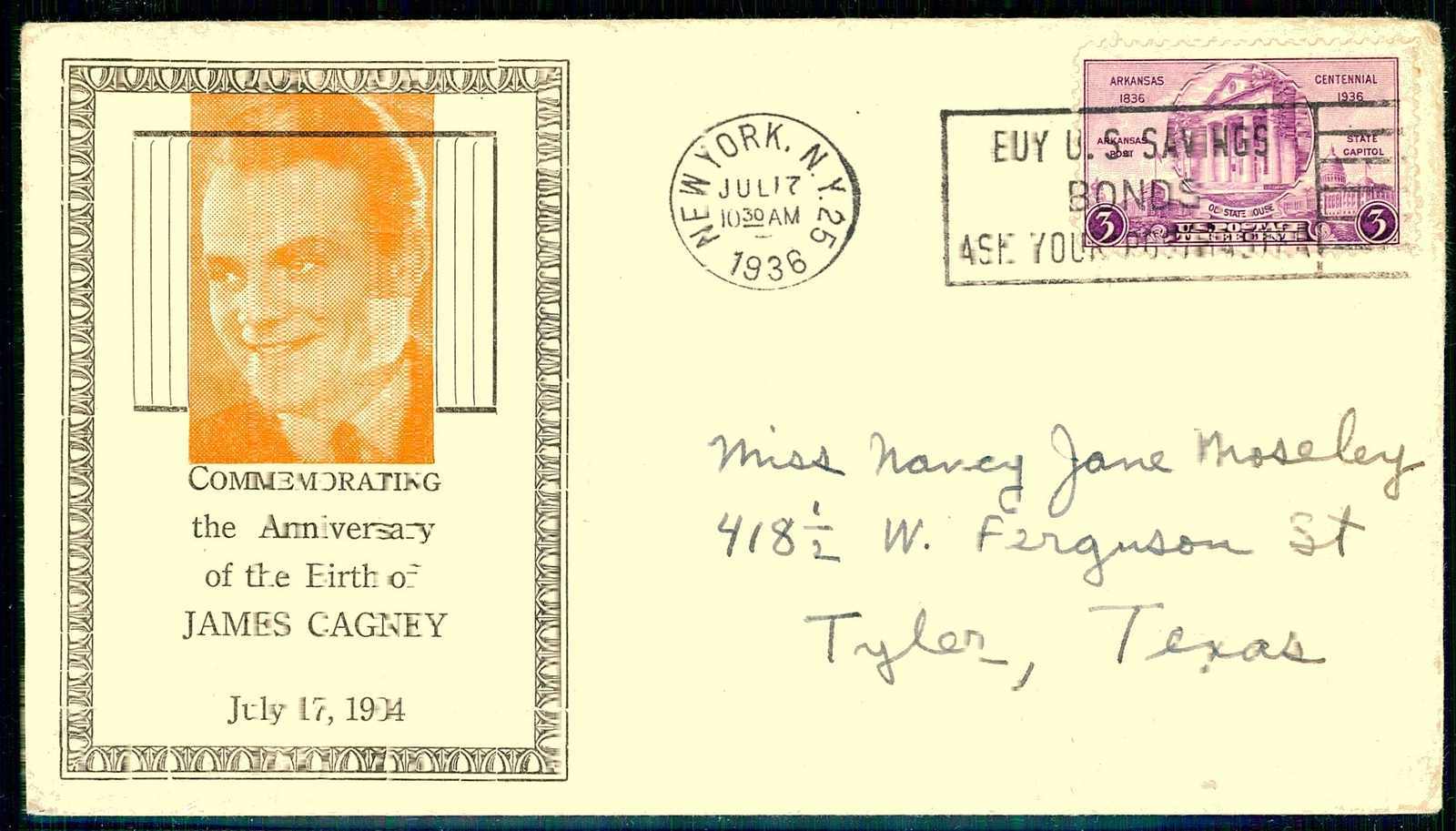 1936, James Cagney commemorating cover New York.