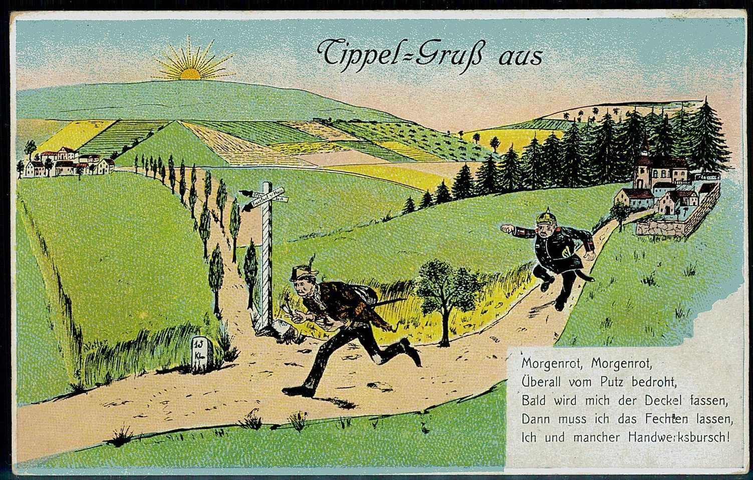 Wanderburschenkarte, zu Erinnerung an die damals üblichen ...