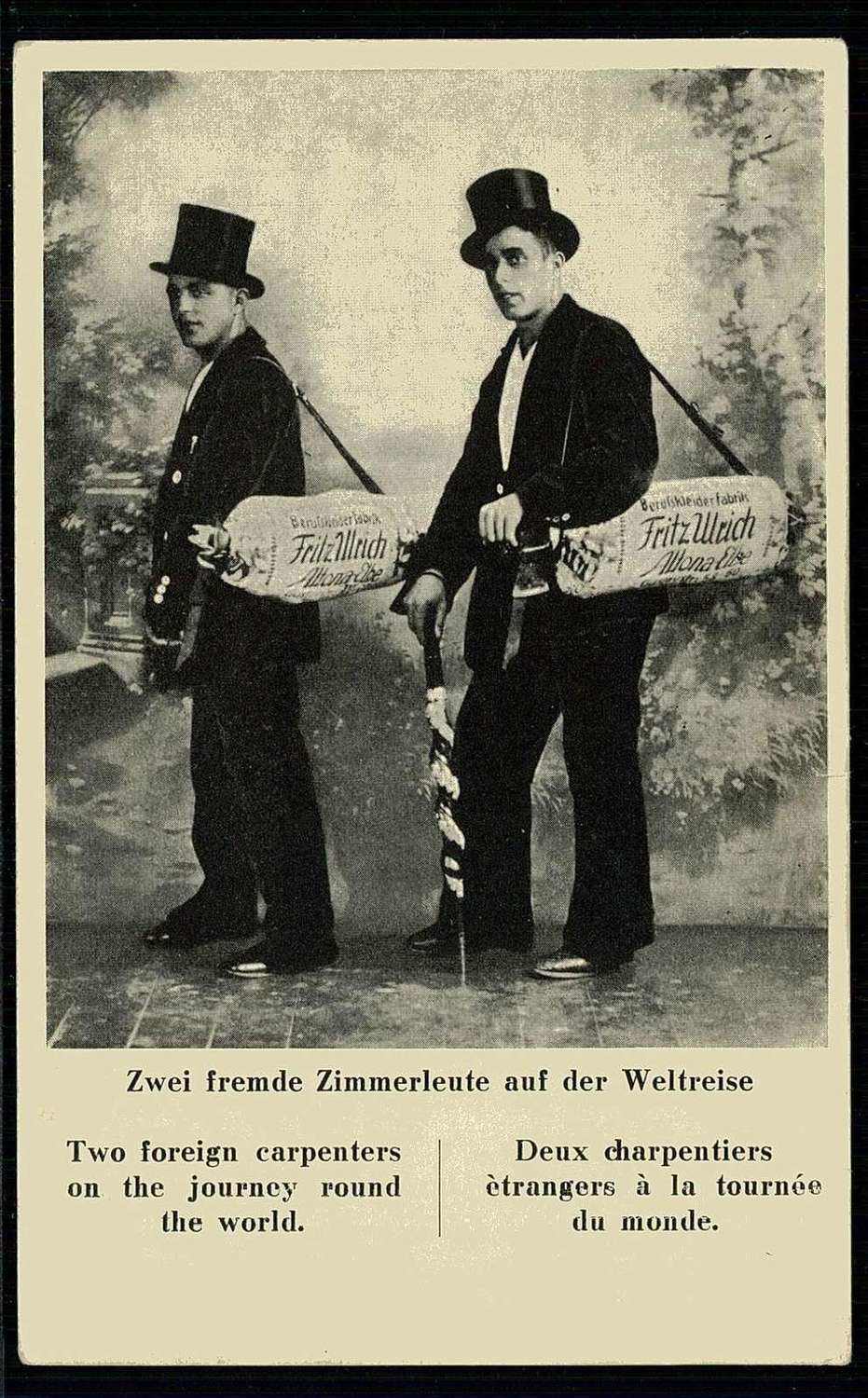 Wanderburschenkarte, zu Erinnerung an die damals üblichen ...