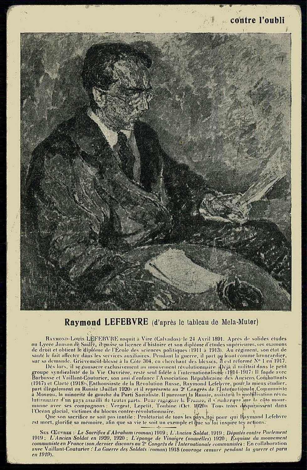 Frankreich: Politiker Werbekarte Raymond Lefebvre, gelaufen 1923, kl. ...
