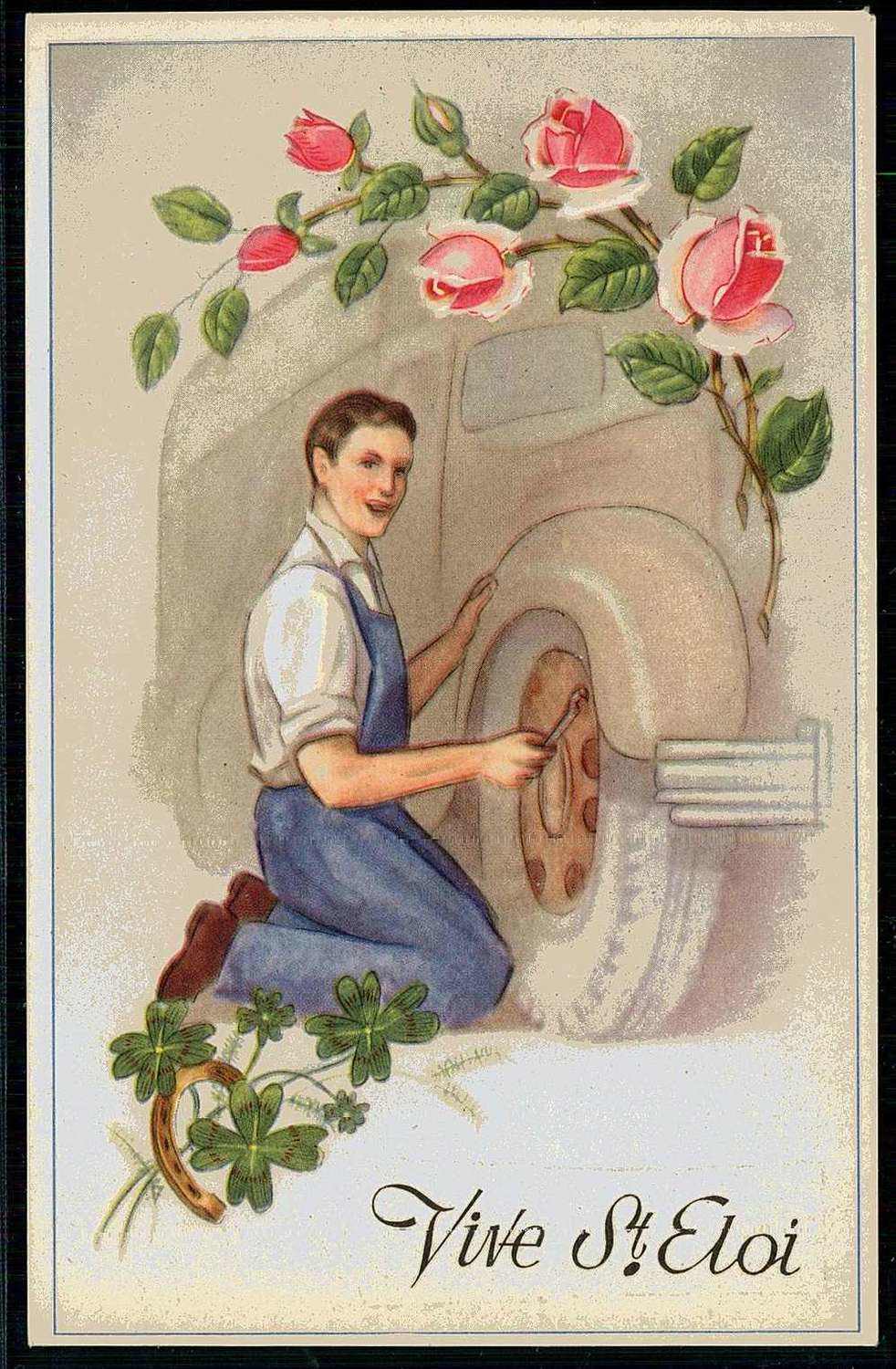 Frankreich: kitschige Gruß-Karte 'Vive St. Eloi', mit schickem ...