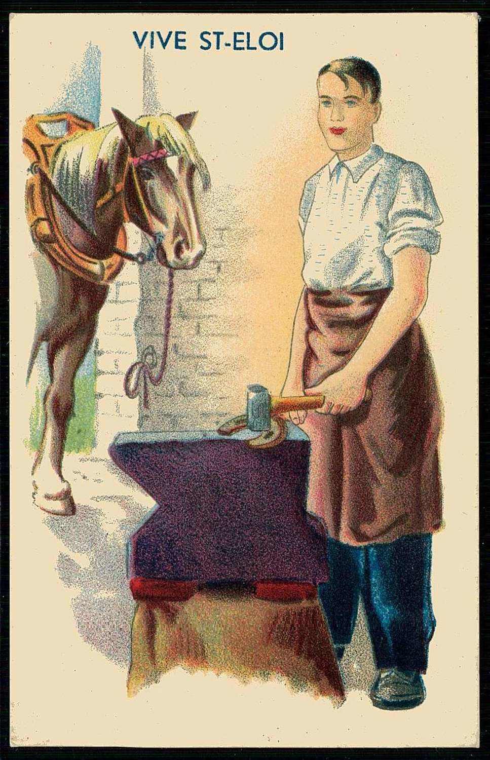 Frankreich: kitschige Gruß-Karte 'Vive St. Eloi', mit schickem ...