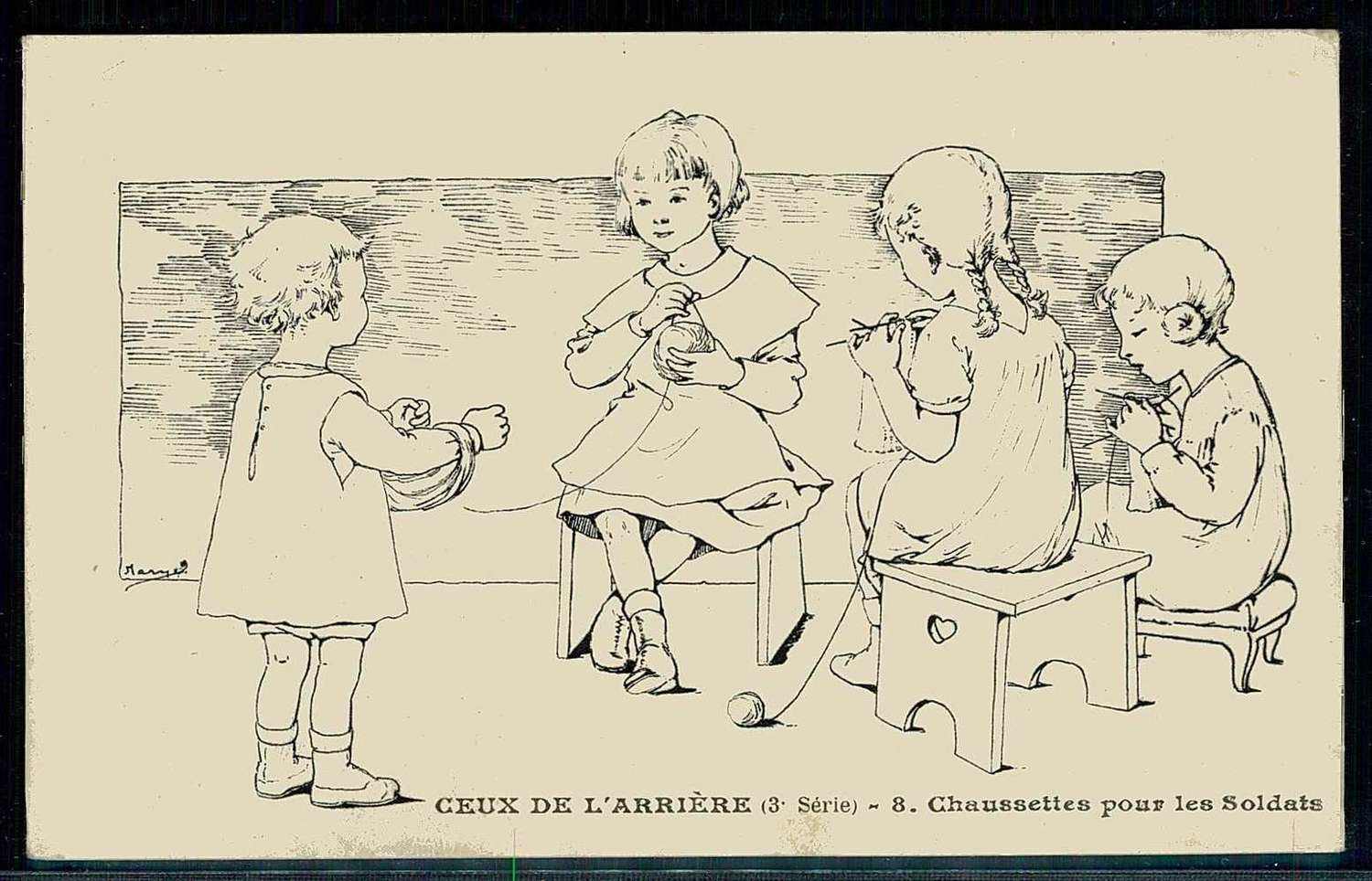 Kinderarbeit, strickende Mädchen, um 1900, ungebraucht, gute ...