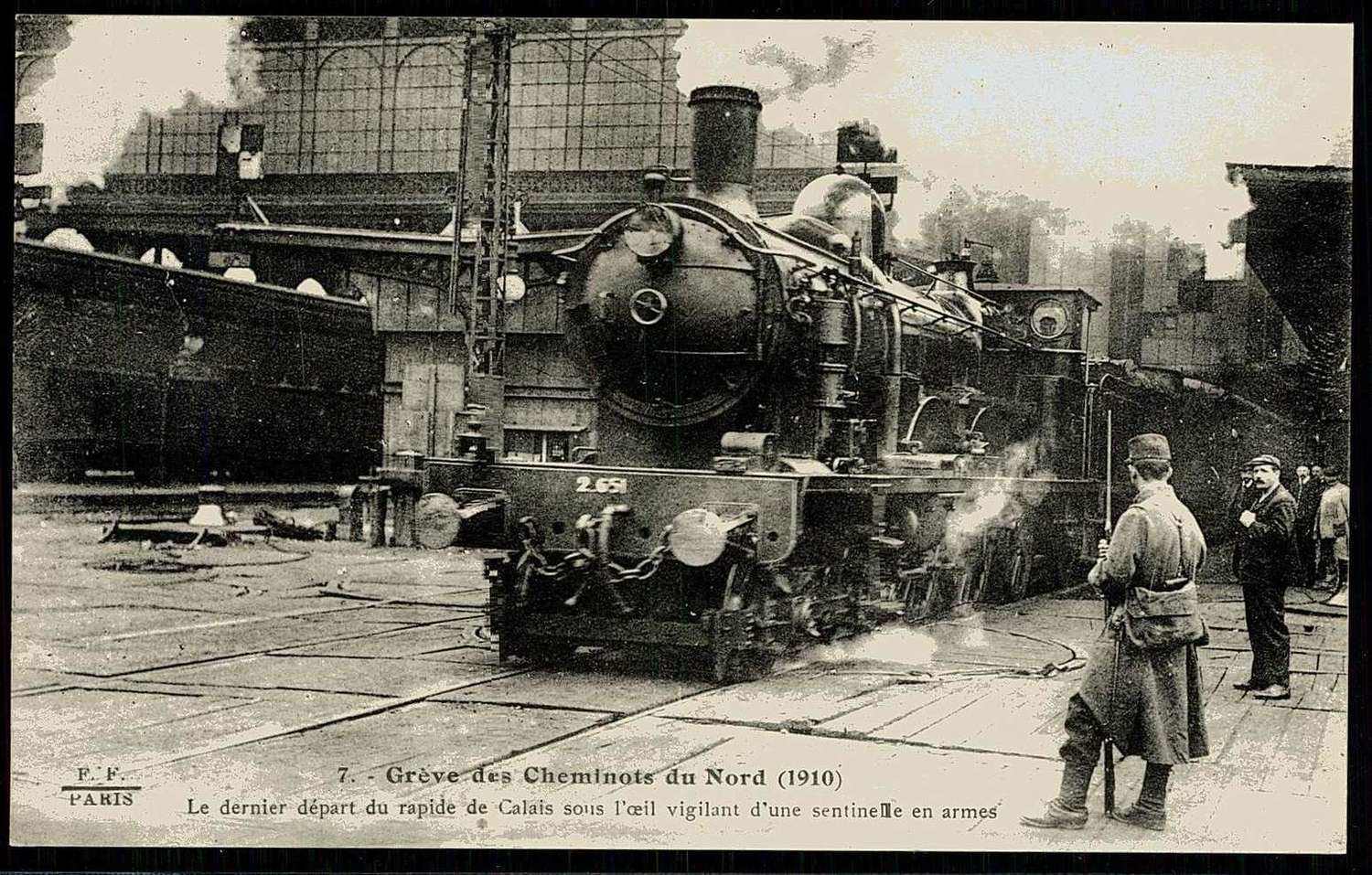Gedenkkarte zum Eisenbahner-Streik in Frankreich um 1910, ungebraucht ...