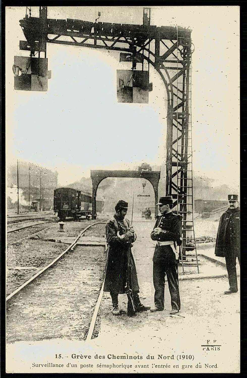 Gedenkkarte zum Eisenbahner-Streik in Frankreich um 1910, ungebraucht ...