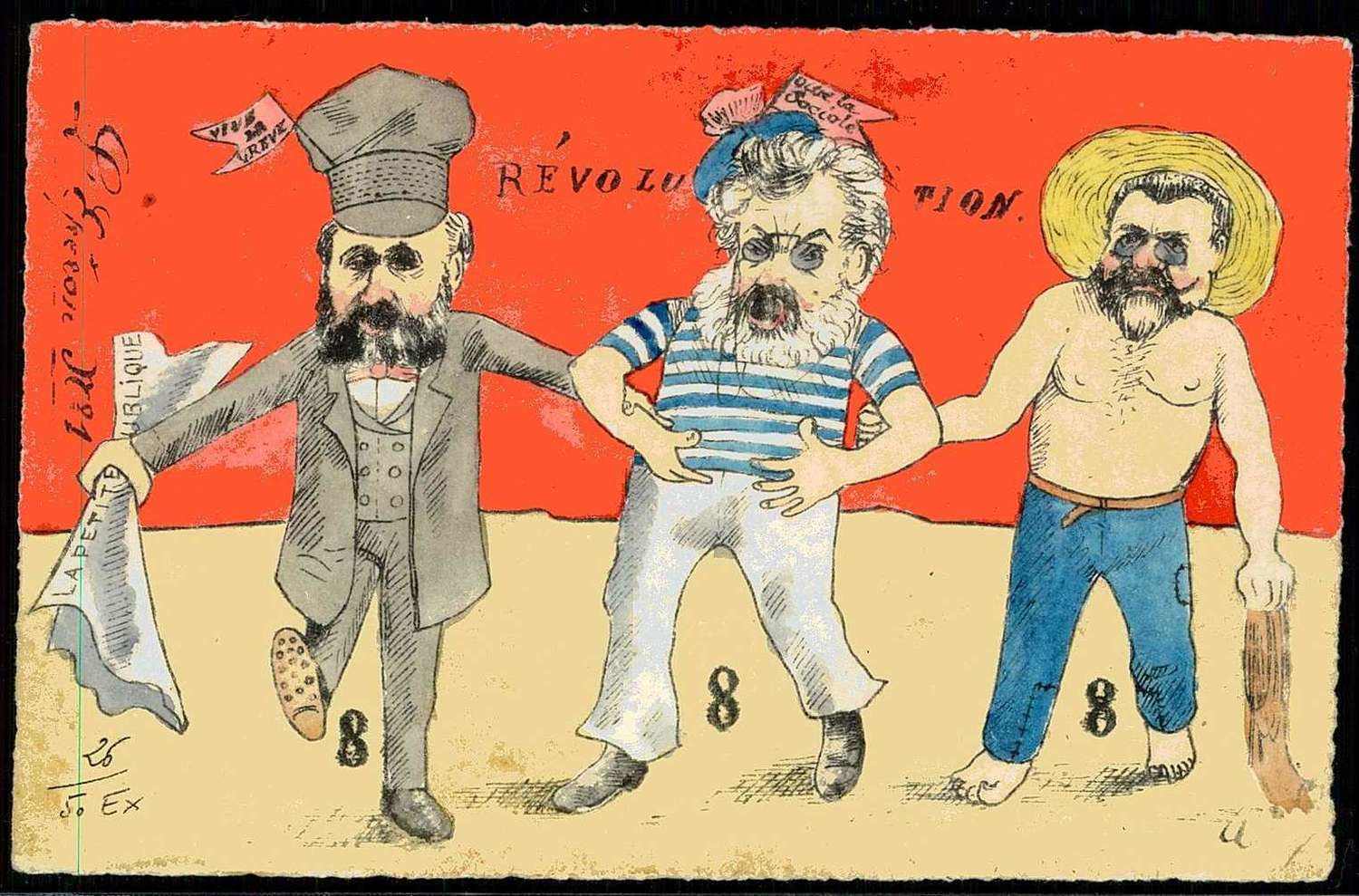 Satire-/Karikatur-Karte, auf Büttenpapier (Auflage 50 Stück), um ...