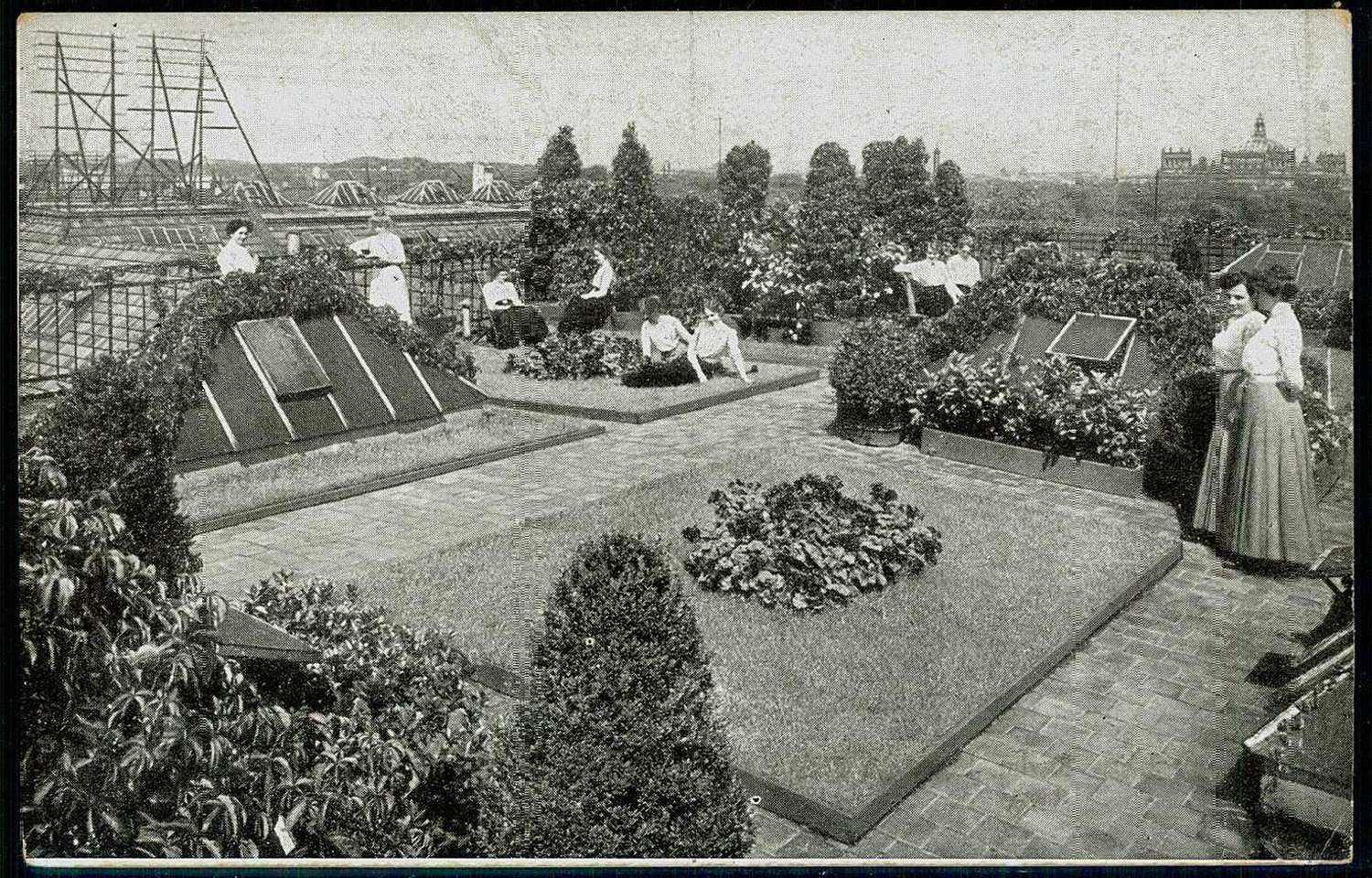 Berlin, seltene Aufnahme vom Dachgarten des Kaufhauses Wertheim in ...