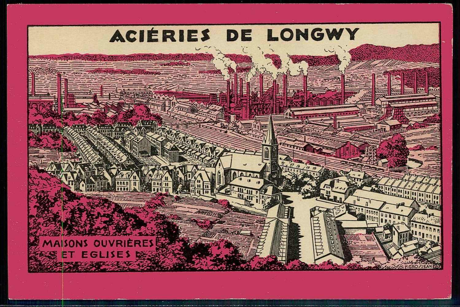 Seltene Zeichnung der Vogelperspektive der franz. Industriestadt ...