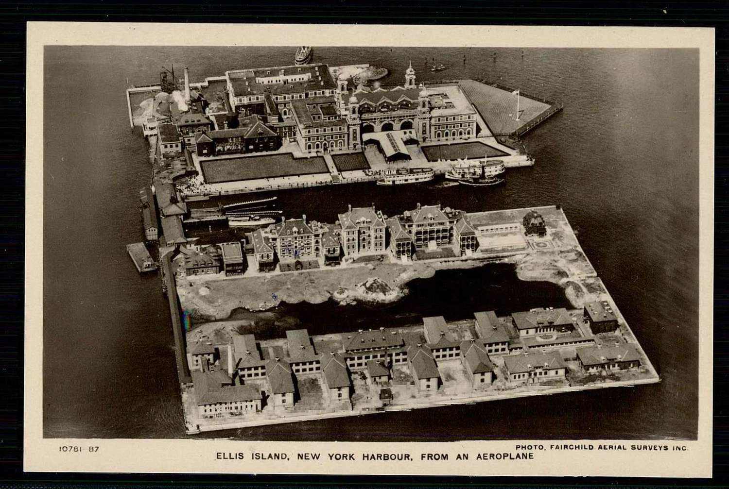 Luftaufnahme von Ellis Island, der größten Einwandererstation in ...