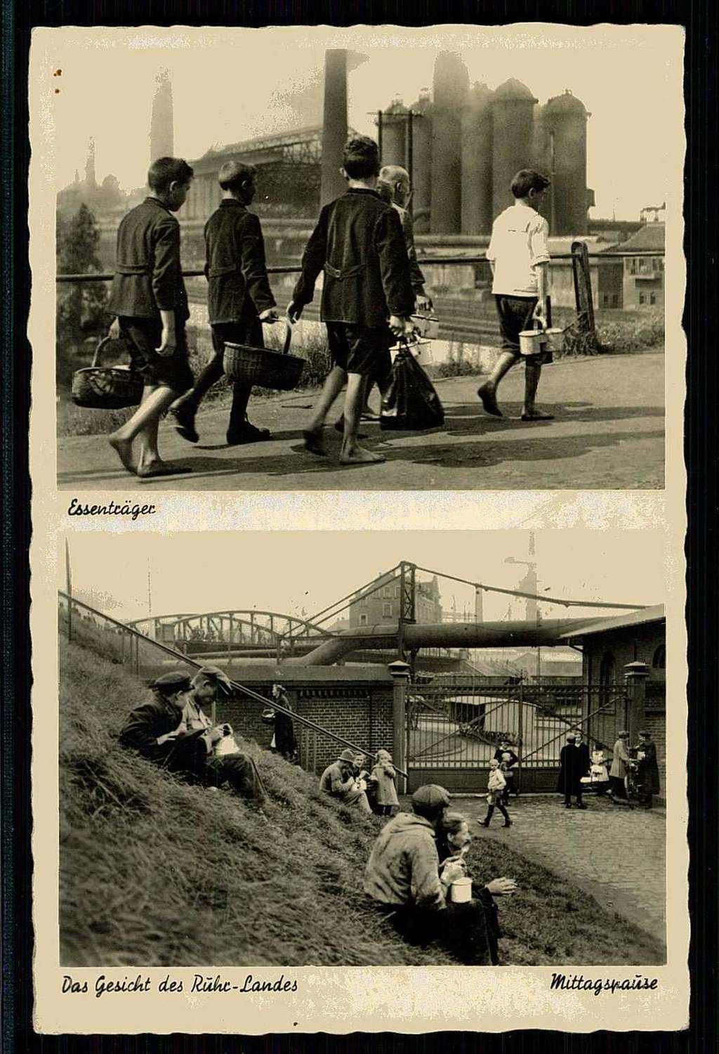 Fotokarte 'Essenträger/Mittagspause', um 1930, ungebraucht, gute ...