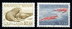 10 Kr Walroß 1973 und 10 Kr Garnele 1982, Shrimp, Seal, Erhaltung ...