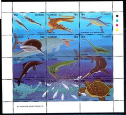 Prähistorische Tiere-Kleinbogen1994, siehe Abbildung.