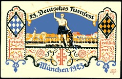 13. Deutsches Turnfest München 1923, echt gelaufen mit zwei ...