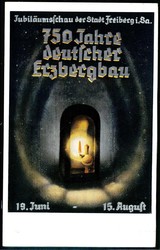 Mehrfarbige Ereigniskarte zur Jubiläumsschau der Stadt Freiberg in ...