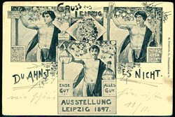 Sehr seltene s/w-Ausstellungs-Karte zur Gewerbe-Ausstellung Leipzig ...