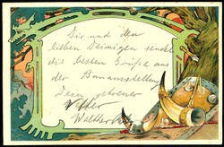 Deutsche Bau-Ausstellung Dresden 1900, mehrfarbige Ausstellungs-Karte ...