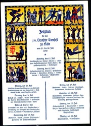 seltene mehrfarbige Werbekarte für das 14. Deutsche Turnfest in ...