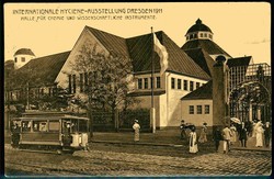 s/w.-AK zur Hygiene-Ausstellung Dresden 1911 mit Abb. der Halle für ...