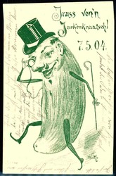 Berlin, Gruß vom Gurkenknaatsch, Humorpostkarte, Gurke mit Zylinder ...
