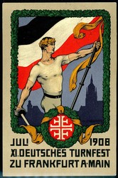 XI. Deutsches Turnfest Frankfurt a. M. 1908, offizielle Festpostkarte ...