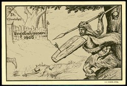 54. Klinisches Vogelschießen 1905, seltene einfarbige Werbekarte mit ...