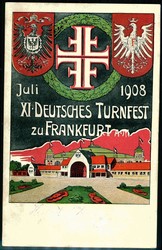 XI. Deutsches Turnfest Frankfurt a. M. 1908, seltene mehrfarbige ...