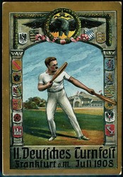 XI. Deutsches Turnfest Frankfurt a. M. Juli 1908, seltene mehrfarbige ...