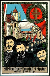 XII. Deutsches Turnfest Leipzig Juli 1913, sehr seltene mehrfarbige ...
