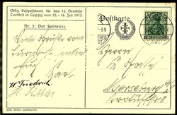 XII. Deutsches Turnfest Leipzig 1913, mehrfarbige Erinnerungskarte Nr ...