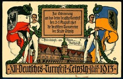 XII. Deutsches Turnfest Leipzig 1913, prächtige, mehrfarbige ...