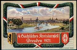 4. Sächsisches Kreisturnfest Dresden 1921, mehrfarbige ...
