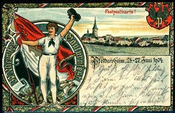 30. Rheinhessesisches Gauturnfest Juni 1904, sehr seltene mehrfarbige ...