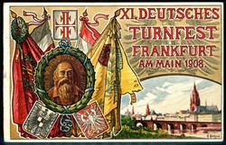 IX. Deutsches Turnfest Frankfurt a. M. 1908, herrl. mehrfarbige ...